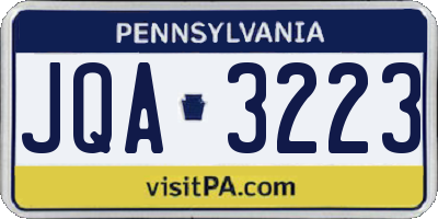 PA license plate JQA3223