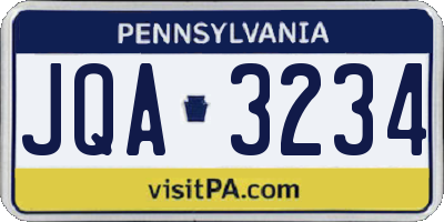 PA license plate JQA3234