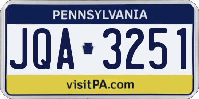 PA license plate JQA3251