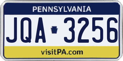 PA license plate JQA3256