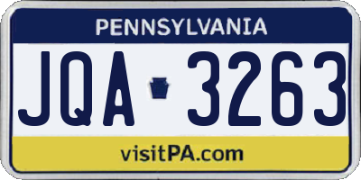 PA license plate JQA3263