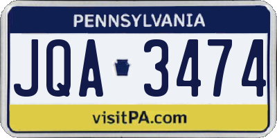 PA license plate JQA3474