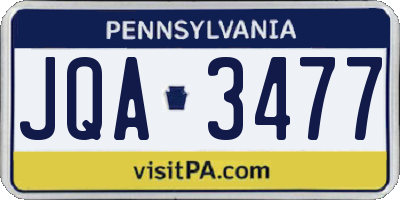 PA license plate JQA3477