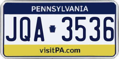PA license plate JQA3536