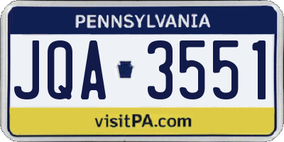 PA license plate JQA3551