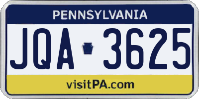 PA license plate JQA3625