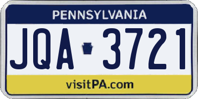 PA license plate JQA3721