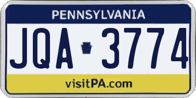 PA license plate JQA3774