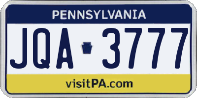 PA license plate JQA3777