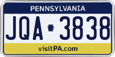 PA license plate JQA3838