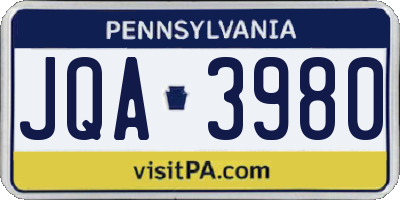 PA license plate JQA3980