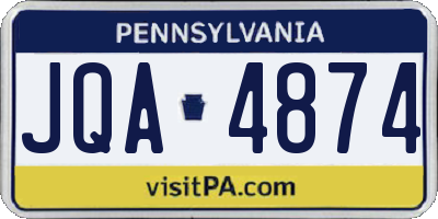 PA license plate JQA4874