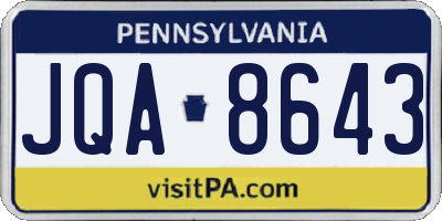 PA license plate JQA8643