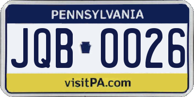 PA license plate JQB0026