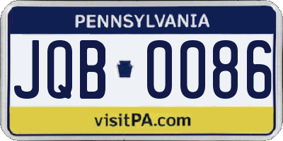 PA license plate JQB0086