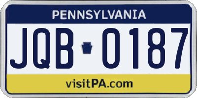 PA license plate JQB0187