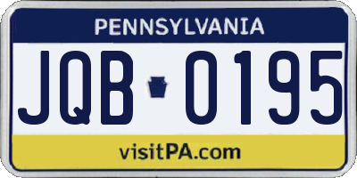 PA license plate JQB0195