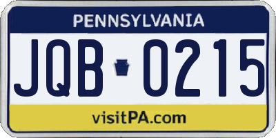 PA license plate JQB0215