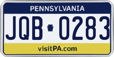 PA license plate JQB0283