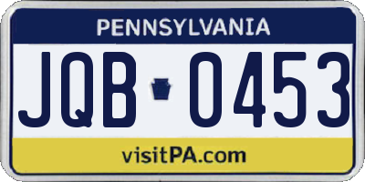 PA license plate JQB0453