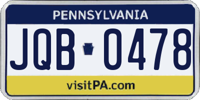 PA license plate JQB0478