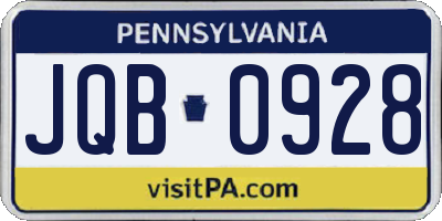 PA license plate JQB0928