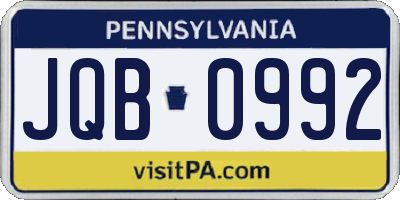 PA license plate JQB0992