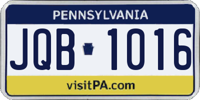 PA license plate JQB1016