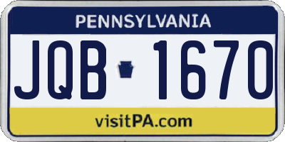 PA license plate JQB1670