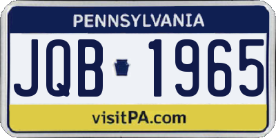 PA license plate JQB1965