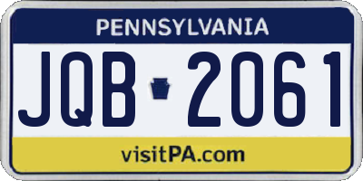 PA license plate JQB2061