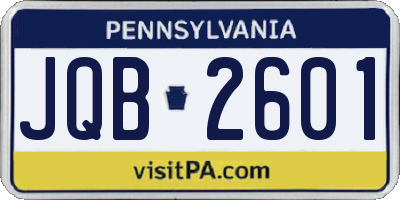 PA license plate JQB2601