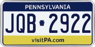 PA license plate JQB2922