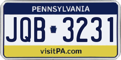 PA license plate JQB3231