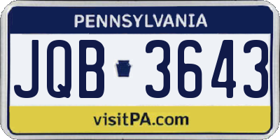 PA license plate JQB3643