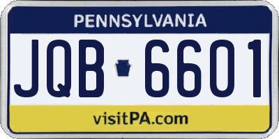 PA license plate JQB6601