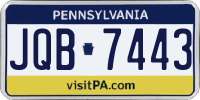 PA license plate JQB7443