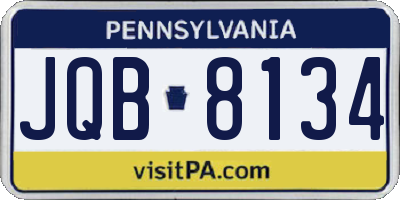 PA license plate JQB8134