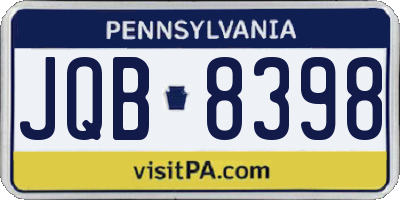 PA license plate JQB8398