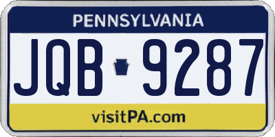 PA license plate JQB9287