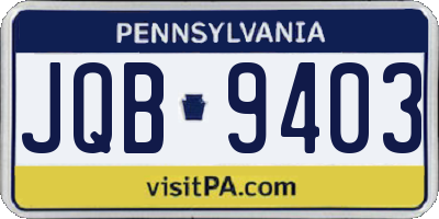 PA license plate JQB9403