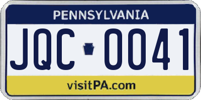 PA license plate JQC0041