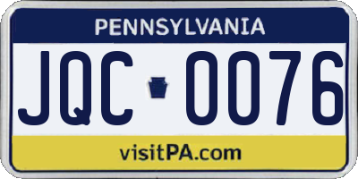 PA license plate JQC0076