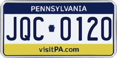 PA license plate JQC0120