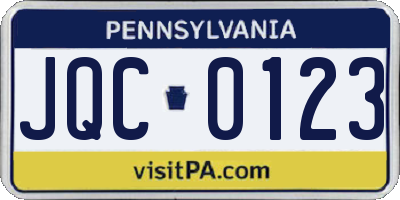 PA license plate JQC0123