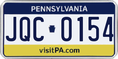 PA license plate JQC0154