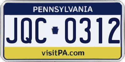 PA license plate JQC0312