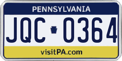 PA license plate JQC0364