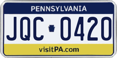 PA license plate JQC0420