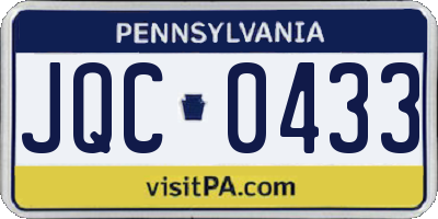 PA license plate JQC0433